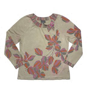 Sigrid Olsen Silk Blouse Floral Print Sweater